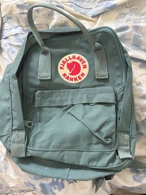 Fjallraven Kanken Mini Backpack - Teal Green with Red Logo